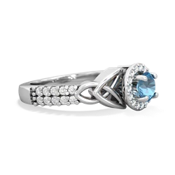 Blue Topaz Celtic Knot Halo 14K White Gold ring R26445RH