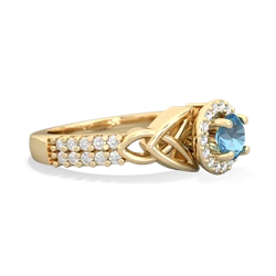 Blue Topaz Celtic Knot Halo 14K Yellow Gold ring R26445RH