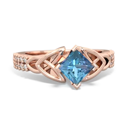 Blue Topaz Celtic Knot 5Mm Square Engagement 14K Rose Gold ring R26445SQ