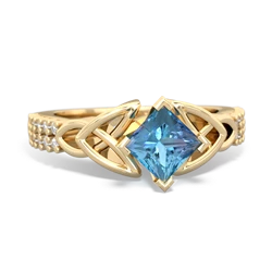 Blue Topaz Celtic Knot 5Mm Square Engagement 14K Yellow Gold ring R26445SQ