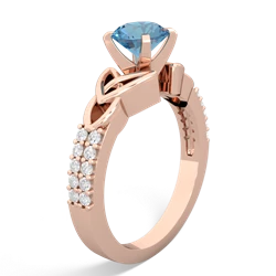 Blue Topaz Celtic Knot 6Mm Round Engagement 14K Rose Gold ring R26446RD