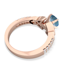 Blue Topaz Celtic Knot 6Mm Round Engagement 14K Rose Gold ring R26446RD