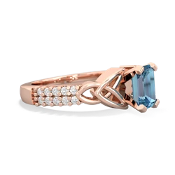 Blue Topaz Celtic Knot 7X5 Emerald-Cut Engagement 14K Rose Gold ring R26447EM