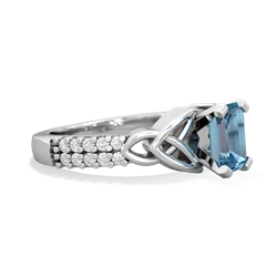 Blue Topaz Celtic Knot 7X5 Emerald-Cut Engagement 14K White Gold ring R26447EM