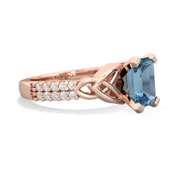 Blue Topaz Celtic Knot 8X6 Emerald-Cut Engagement 14K Rose Gold ring R26448EM