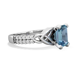 Blue Topaz Celtic Knot 8X6 Emerald-Cut Engagement 14K White Gold ring R26448EM