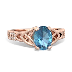 Blue Topaz Celtic Knot 8X6 Oval Engagement 14K Rose Gold ring R26448VL