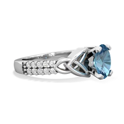 Blue Topaz Celtic Knot 8X6 Oval Engagement 14K White Gold ring R26448VL