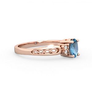 Blue Topaz Filligree Scroll Oval 14K Rose Gold ring R0812