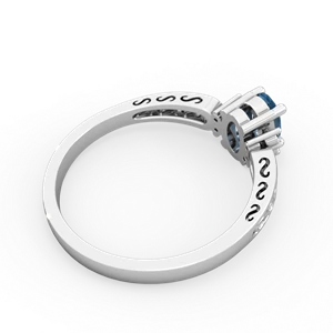 Blue Topaz Filligree Scroll Oval 14K White Gold ring R0812