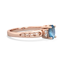 Blue Topaz Filligree Scroll Oval 14K Rose Gold ring R0812