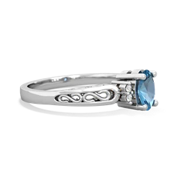 Blue Topaz Filligree Scroll Oval 14K White Gold ring R0812