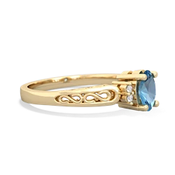 Blue Topaz Filligree Scroll Oval 14K Yellow Gold ring R0812