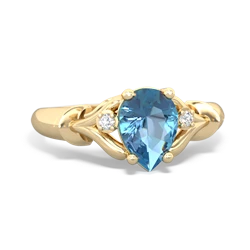 Blue Topaz Precious Pear 14K Yellow Gold ring R0826