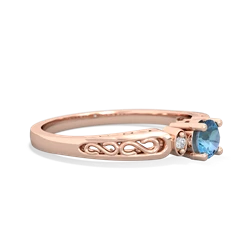 Blue Topaz Filligree Scroll Round 14K Rose Gold ring R0829