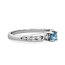 Blue Topaz Filligree Scroll Round 14K White Gold ring R0829