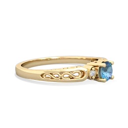 Blue Topaz Filligree Scroll Round 14K Yellow Gold ring R0829