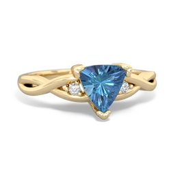 Blue Topaz Trillion Twist 14K Yellow Gold ring R2104