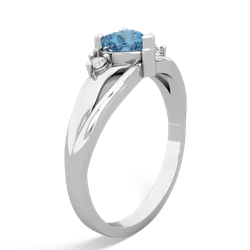 Blue Topaz Split Band Swirl 14K White Gold ring R2130