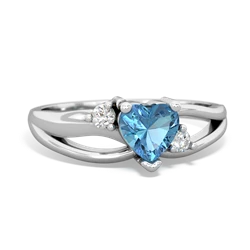 Blue Topaz Split Band Swirl 14K White Gold ring R2130