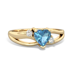 Blue Topaz Split Band Swirl 14K Yellow Gold ring R2130