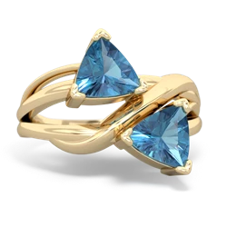 Blue Topaz Split Band Swirl 14K Yellow Gold ring R2341