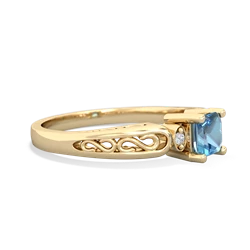 Blue Topaz Filligree Scroll Square 14K Yellow Gold ring R2430
