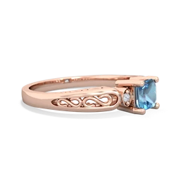 Blue Topaz Filligree Scroll Square 14K Rose Gold ring R2430