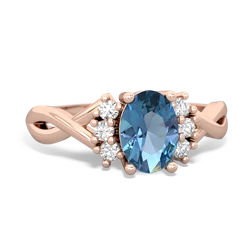 Blue Topaz Victorian Twist 14K Rose Gold ring R2497