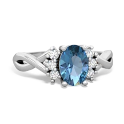 Blue Topaz Victorian Twist 14K White Gold ring R2497