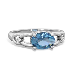 Blue Topaz Links 14K White Gold ring R4032