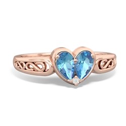 Blue Topaz Filligree 'One Heart' 14K Rose Gold ring R5070