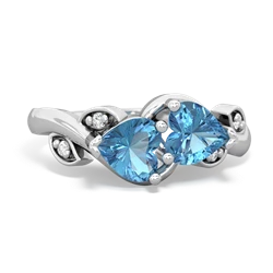 Blue Topaz Floral Elegance 14K White Gold ring R5790