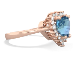 Blue Topaz Sparkling Halo Heart 14K Rose Gold ring R0391