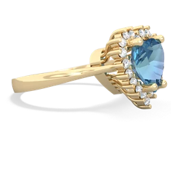 Blue Topaz Sparkling Halo Heart 14K Yellow Gold ring R0391