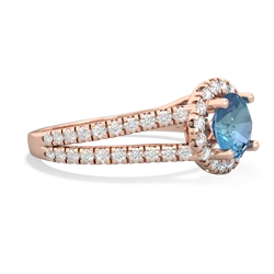 Blue Topaz Pave Halo 14K Rose Gold ring R5490