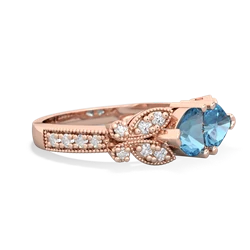 Blue Topaz Diamond Butterflies 14K Rose Gold ring R5601