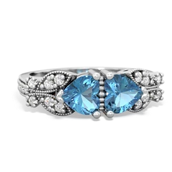 Blue Topaz Diamond Butterflies 14K White Gold ring R5601