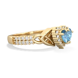 Blue Topaz Celtic Knot Two Hearts As One 14K Yellow Gold ring R2644HRT