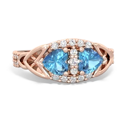 Blue Topaz Sparkling Celtic Knot 14K Rose Gold ring R2645