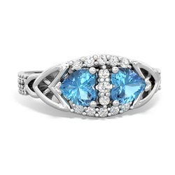 Blue Topaz Sparkling Celtic Knot 14K White Gold ring R2645