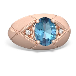 Blue Topaz Men's Crossroads 14K Rose Gold ring R0361