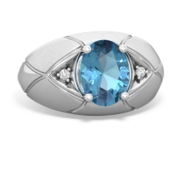 Blue Topaz Men's Crossroads 14K White Gold ring R0361