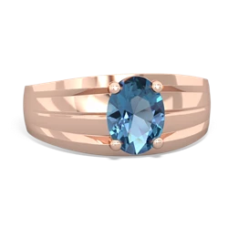 Blue Topaz Men's Two Lane 14K Rose Gold ring R0363