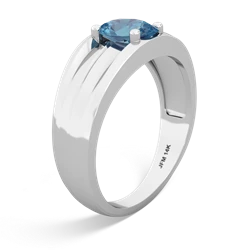 Blue Topaz Men's Two Lane 14K White Gold ring R0363