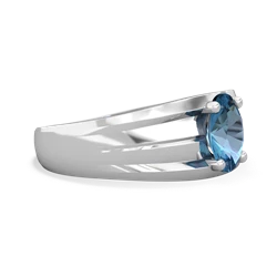 Blue Topaz Men's Two Lane 14K White Gold ring R0363