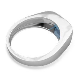 Blue Topaz Men's Emerald-Cut Bezel 14K White Gold ring R0410