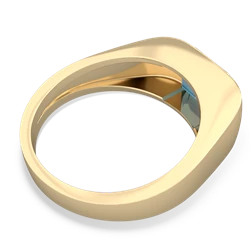 Blue Topaz Men's Emerald-Cut Bezel 14K Yellow Gold ring R0410