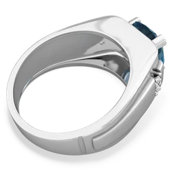 Blue Topaz Men's 9Mm Round 14K White Gold ring R1822