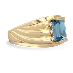 Blue Topaz Men's 9X7mm Emerald-Cut 14K Yellow Gold ring R1835